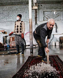 شستشوی سنتی قالی در قالیشویی نسیم شهر 